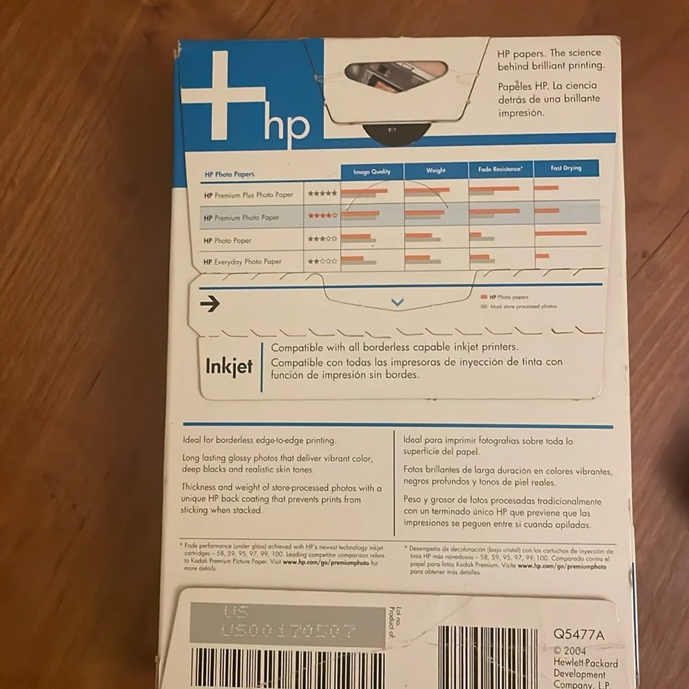 New in Box HP Photo Paper 4x6 Glossy. 100 sheets